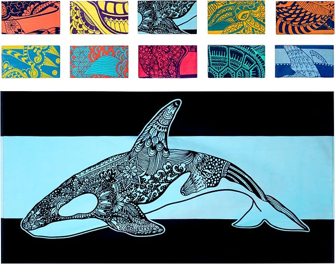 Nova Blue Orca Beach Towel – Navy & Blue Colorway by NovaBlueBeachAccessories