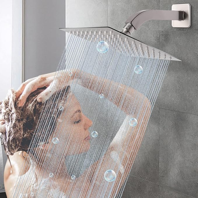 HarJue Shower Arm with Flange and Teflon Tape, Wall Mounted Square Shower Pipe - Image 6