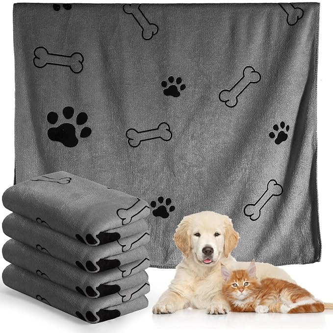 Chumia 4 Pcs Dog Towels for Drying Dog Puppy Bulk Microfiber Absorbent Paw by Chumia
