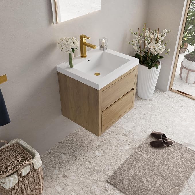 Modern 24" Wall-Mounted Bathroom Vanity - Image 9