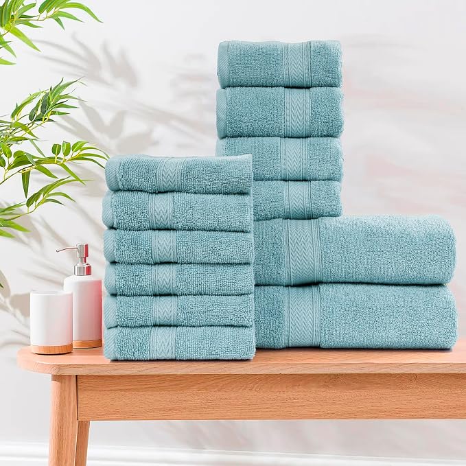 HILLFAIR 12-Piece Cotton Bath Towel Set - Image 3