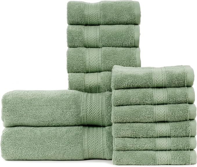 HILLFAIR 12-Piece Cotton Bath Towel Set - Image 8