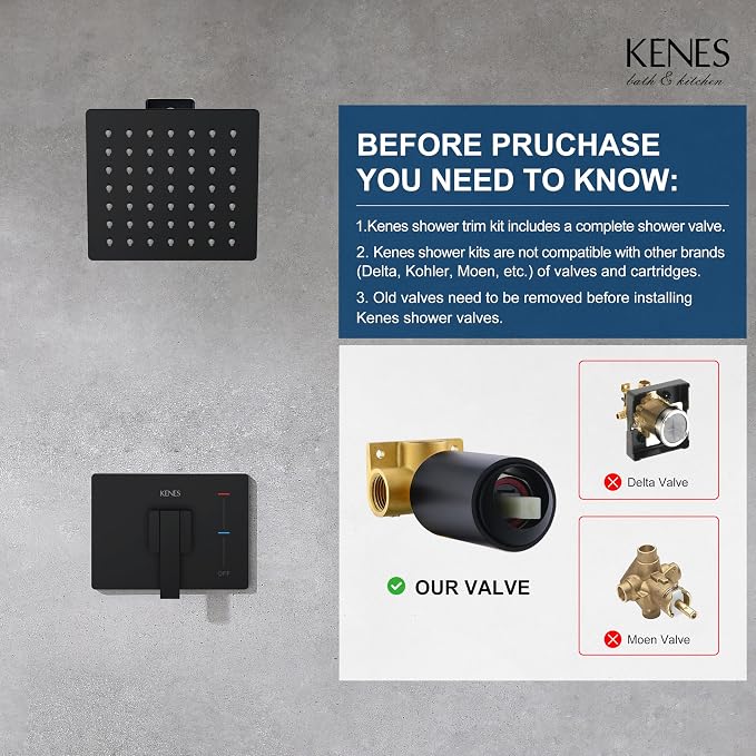 KENES Matte Black Shower Faucet - Image 3