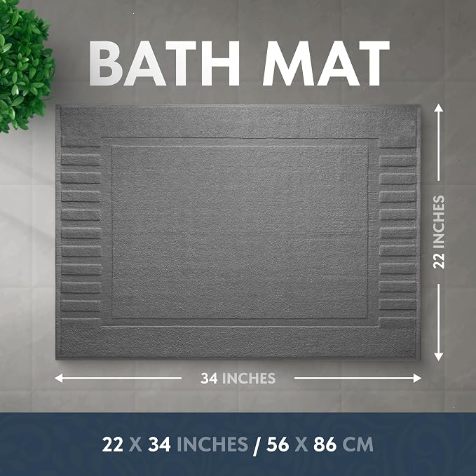 White Classic Luxury Bath Mat Floor Towel Set - Image 3