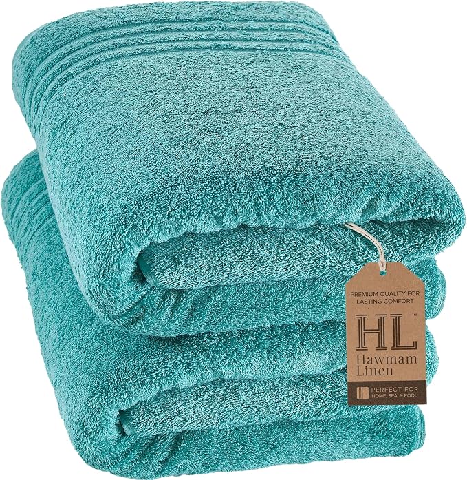 Hawmam Linen Jumbo Large Bath Sheets Towels 2 Pack Soft and Absorbent by HawmamLinen