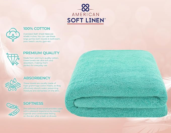 American Soft Linen Oversized Bath Sheet 40x80 Extra Large - Image 4