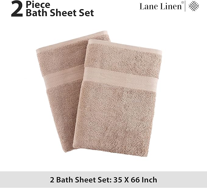 LANE LINEN 100% Natural Cotton Bath Sheets 2 Pack - Image 5