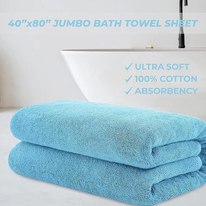 Cotton Paradise 100% Cotton 40x80 Oversized Bath Sheet, Extra Large Turkish - Image 2