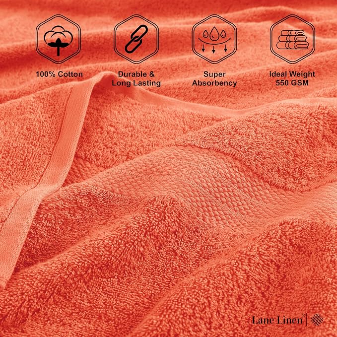 LANE LINEN 100% Ringspun Cotton Luxury Bath Towel Set, 8 Washcloths, 6 Hand - Image 6