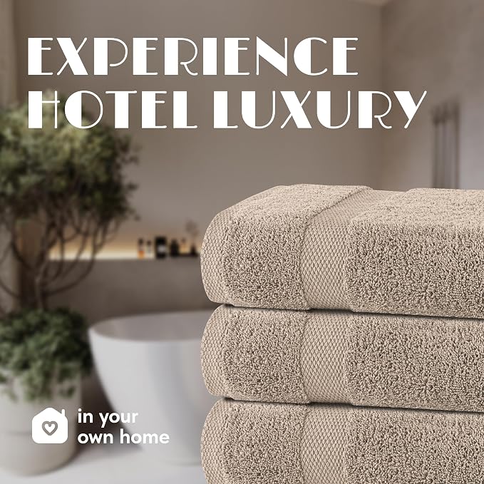 Wealuxe Taupe Bath Towels 27x54 Inch, Cotton Towel Set - Image 7