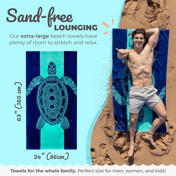 Nova Blue Turtle Beach Towel – Tropical Blue Colors - Image 3