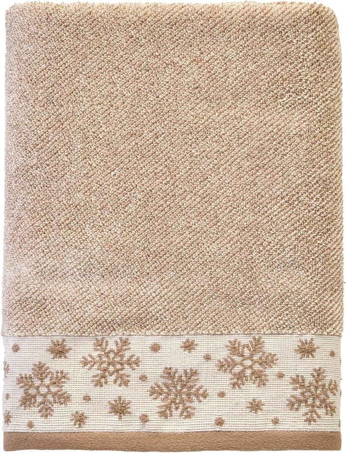 SKL Home Christmas/Winter Heather Snowflake 100% Cotton Premium Bath Towel by SKLHomebySaturdayKnightLtd