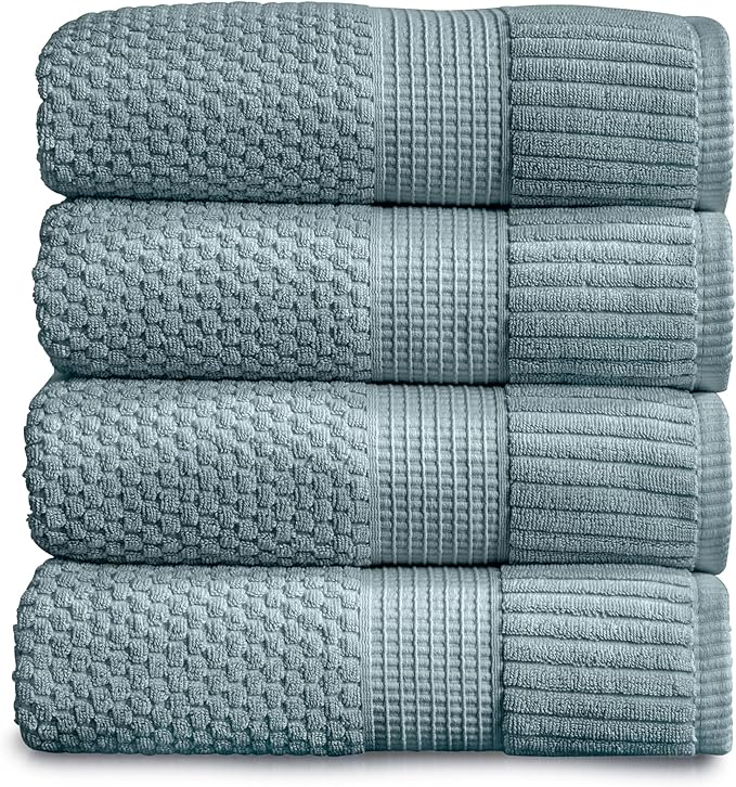 NY Loft 100% Cotton Bath Towel 4 Pack | Super Soft & Absorbent Quick-Dry Bath by NYLoft