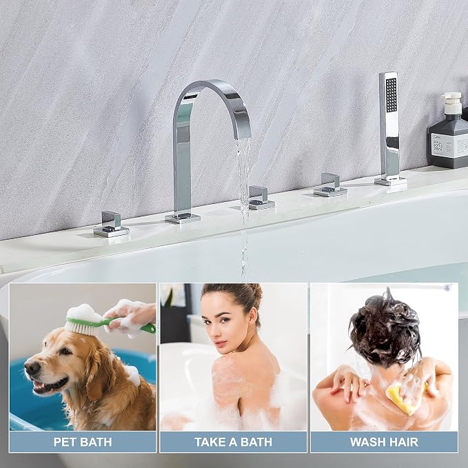 High Arc 5 Hole Roman Tub Filler - Image 9