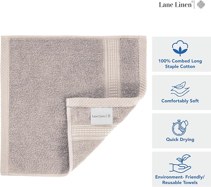 LANE LINEN 100% Cotton Wash Cloths - Image 6