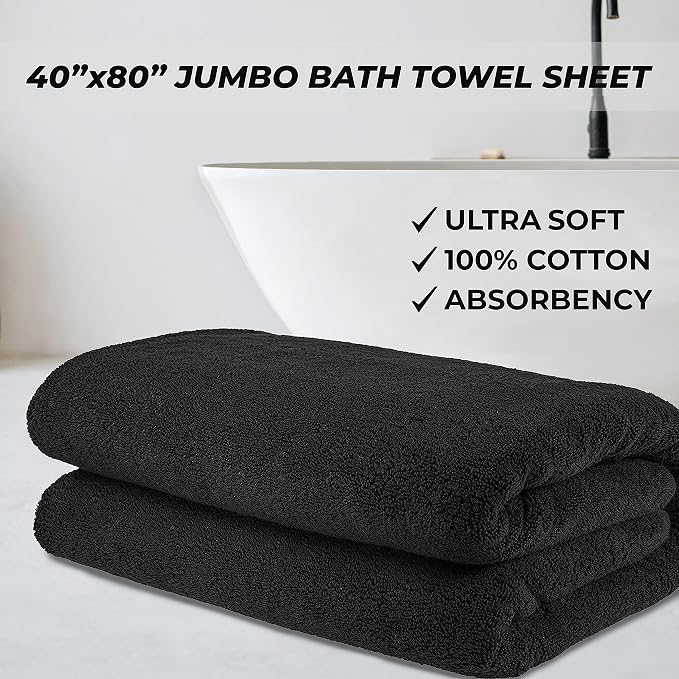 Cotton Paradise 100% Cotton 40x80 Oversized Bath Sheet, Extra Large Turkish - Image 2