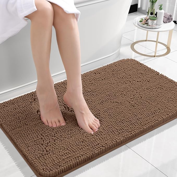 OLANLY Bathroom Rugs 24x16, Extra Soft Absorbent Chenille Bath Rugs, Rubber - Image 2