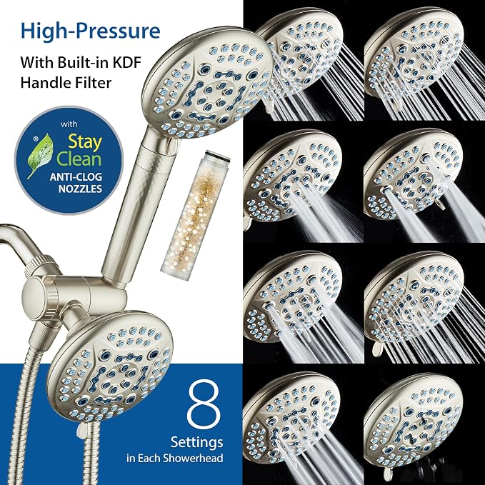 AquaCare High Pressure 6-way Dual Shower Head Combo - Image 4