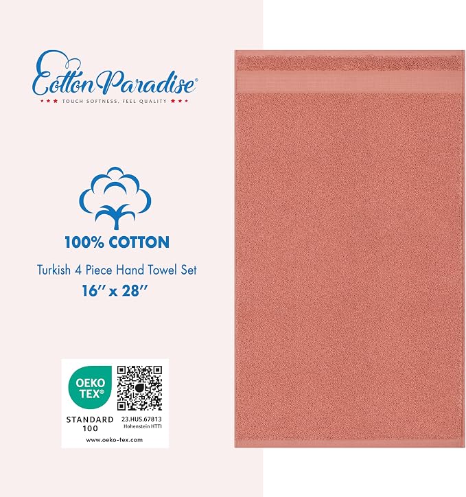 Cotton Paradise Hand Towels for Bathroom, 100% Cotton Turkish 4 Piece Hand - Image 5