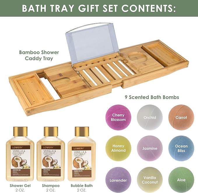from Son, Premium Bamboo Bathtub Caddy Tray Gift Set - Image 2