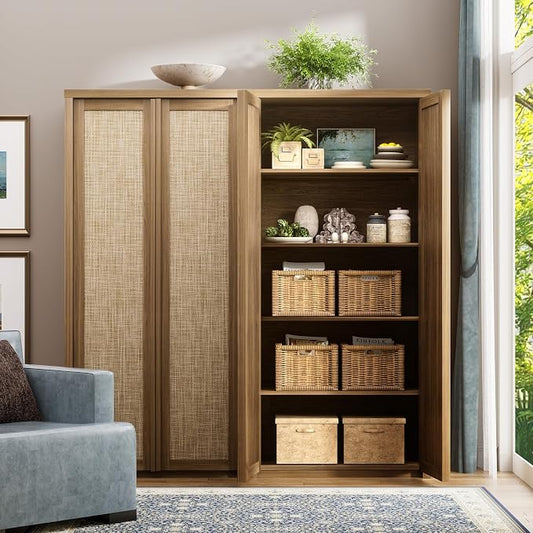 Yechen 67" Tall Kitchen Pantry Cabinet, Rattan Storage Cabinet by Yechen