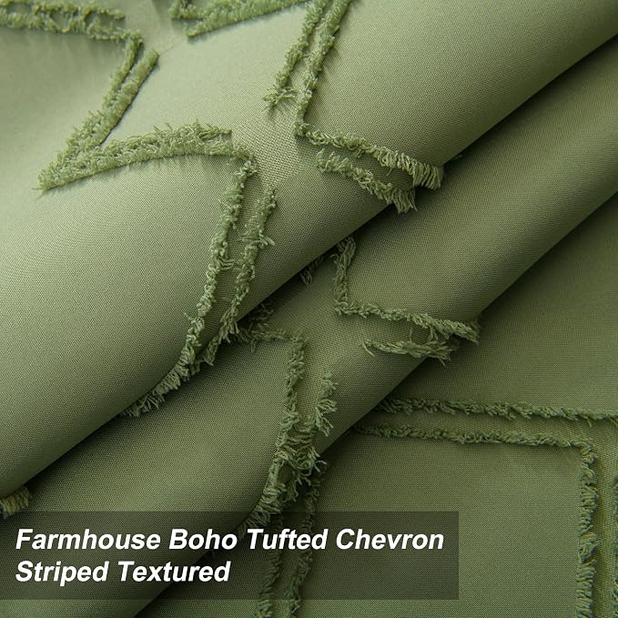 Long No Hook Tufted Chevron Striped Shower Curtain - Image 3