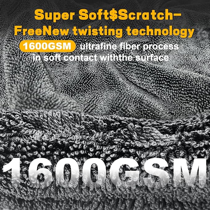 2-Pack Double Sided Car Drying Towel, 1600 GSM Super Absorbent Microfiber - Image 2