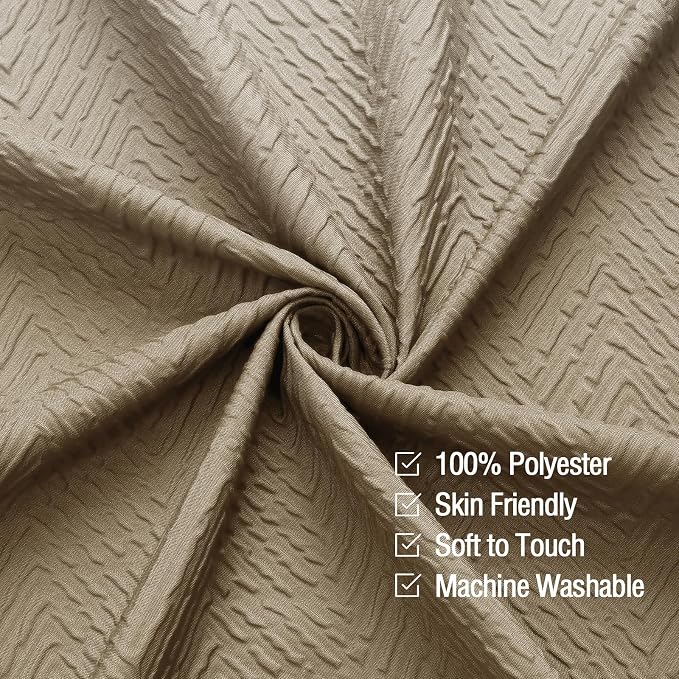 Gibelle Ombre Brown Shower Curtain, 3D Embossed Textured Herringbone Fabric - Image 4