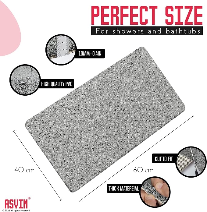Asvin Soft Textured Bath, Tub Mat, 24x16 Inch Rectangular, Phthalate Free - Image 6