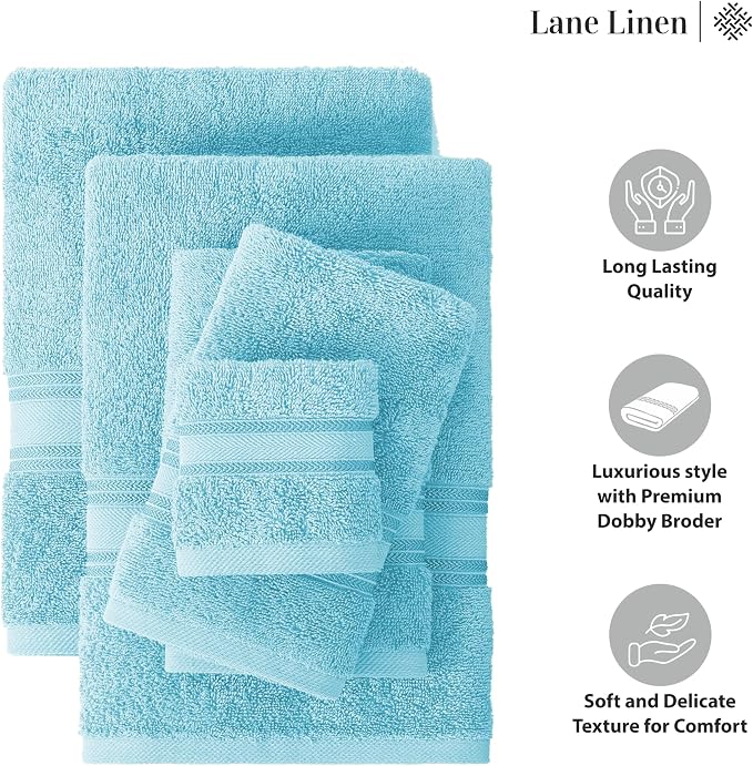 LANE LINEN Luxury 18-Piece Solid Cotton Bathroom Towel Set - Image 6