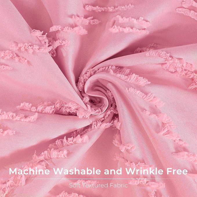 Pink Boho Shower Curtain Woven Fabric Cute Shower Curtain Modern Farmhouse - Image 4