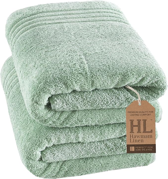 Hawmam Linen Jumbo Large Bath Sheets Towels 2 Pack Soft and Absorbent by HawmamLinen