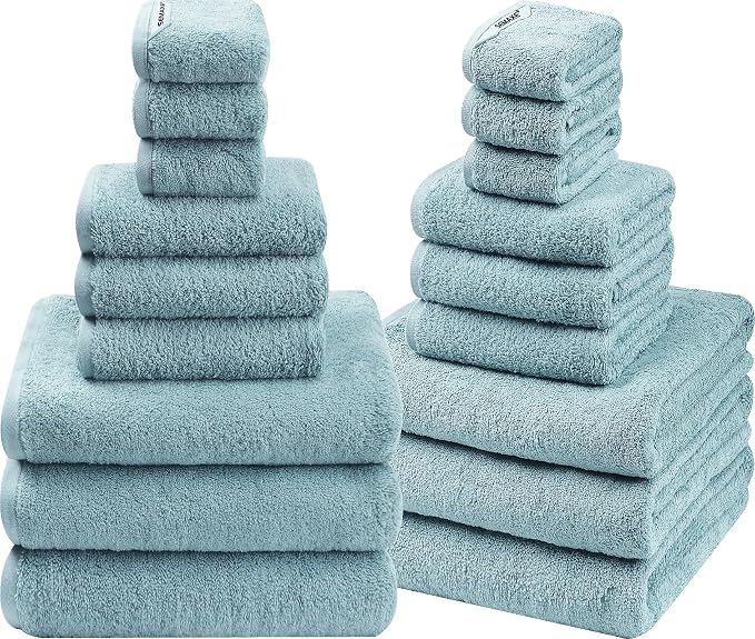 SEMAXE 18-Piece Blue Bath Towel Set by SEMAXE