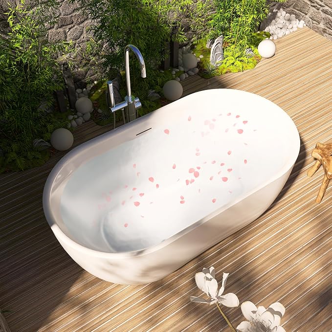 59" Acrylic Free Standing Tub, Stand Alone Tub, Freestanding Bathtub, Soaking - Image 9