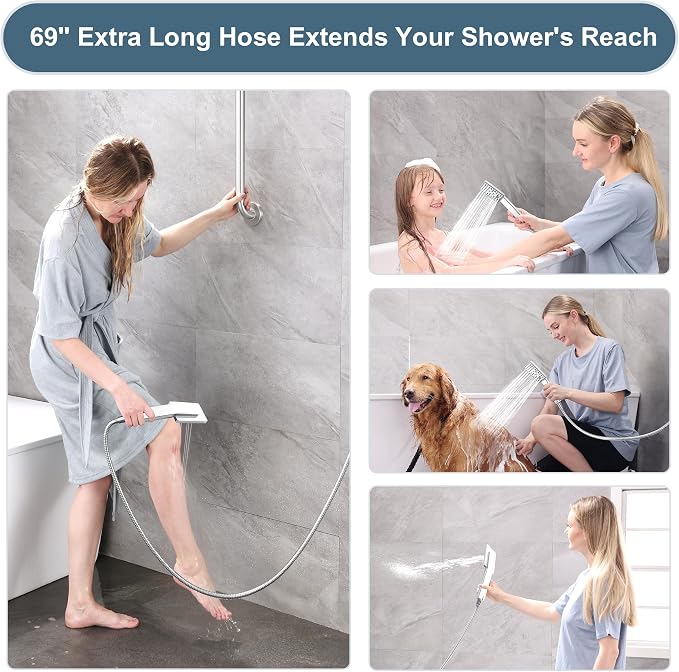 BRIGHT SHOWERS High Pressure Rain Shower Head Combo - Image 5