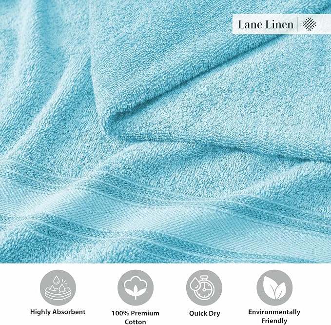 LANE LINEN Luxury 18-Piece Solid Cotton Bathroom Towel Set - Image 7