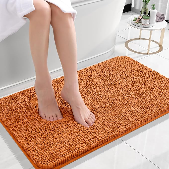 OLANLY Bathroom Rugs 24x16, Extra Soft Absorbent Chenille Bath Rugs, Rubber by OLANLY