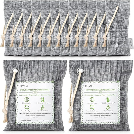 CLEVAST 14 Pack Activated Bamboo Charcoal Air Purifying Bags, Natural Fresh by CLEVAST