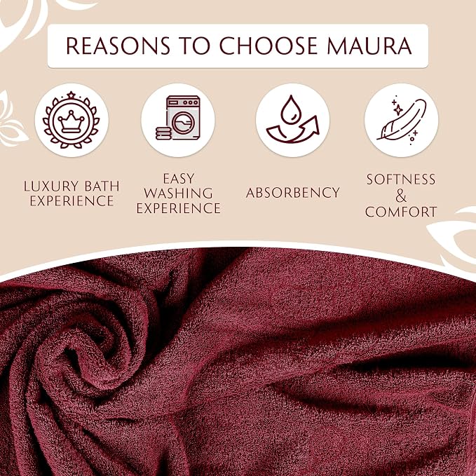 MAURA Wine Red Hand Towels for Bathroom. Luxury Turkish Cotton Bath Hand Towels - Image 4