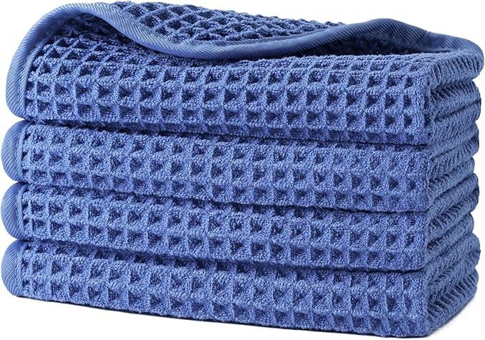 POLYTE 430 GSM Microfiber Lint Free Washcloth Face Towel, 13 x 13 in, 4 Pack by Polyte