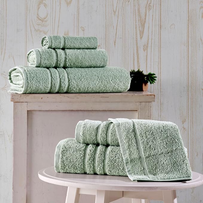Hawmam Linen Green 6 Piece Bath Towels Set - Image 2