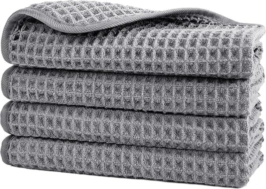 POLYTE 430 GSM Microfiber Lint Free Washcloth Face Towel, 13 x 13 in, 4 Pack by Polyte