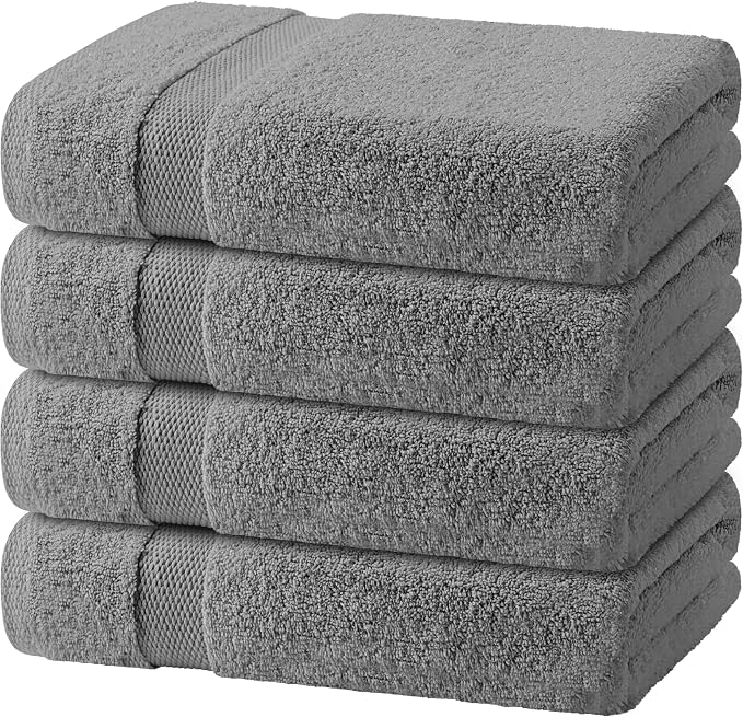 White Classic Light Gray Bath Towels 27x54 Inch, Cotton Towel Set by WhiteClassic