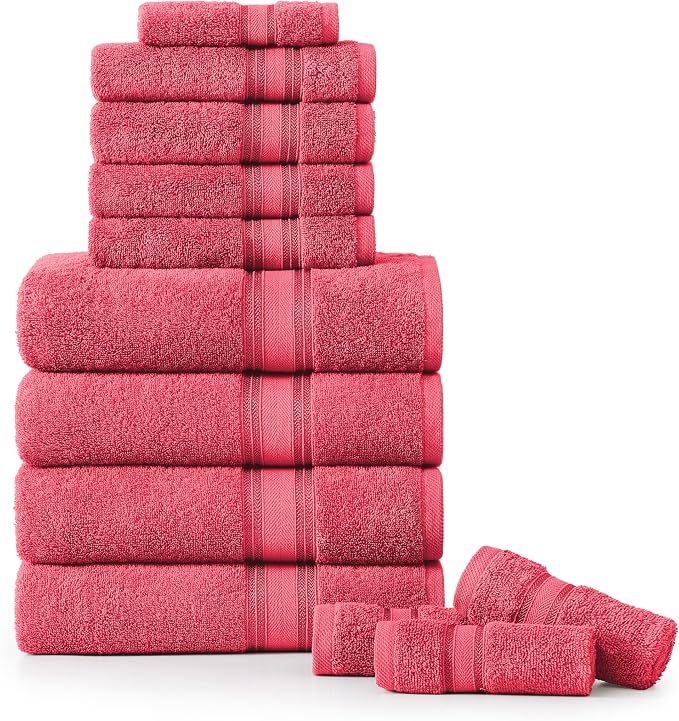 LANE LINEN 100% Cotton Bath Towel Set of 12 – 4 Bath, 4 Hand Towel & 4 by LaneLinen