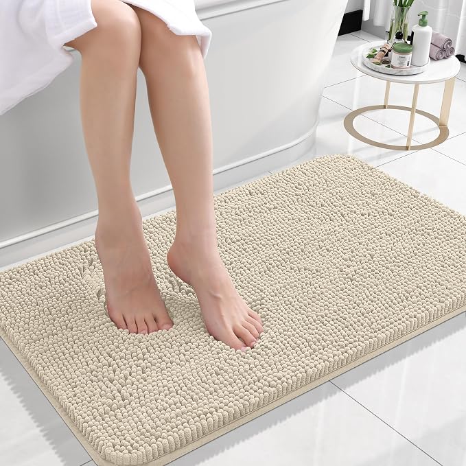 OLANLY Bathroom Rugs 24x16, Extra Soft Absorbent Chenille Bath Rugs, Rubber by OLANLY