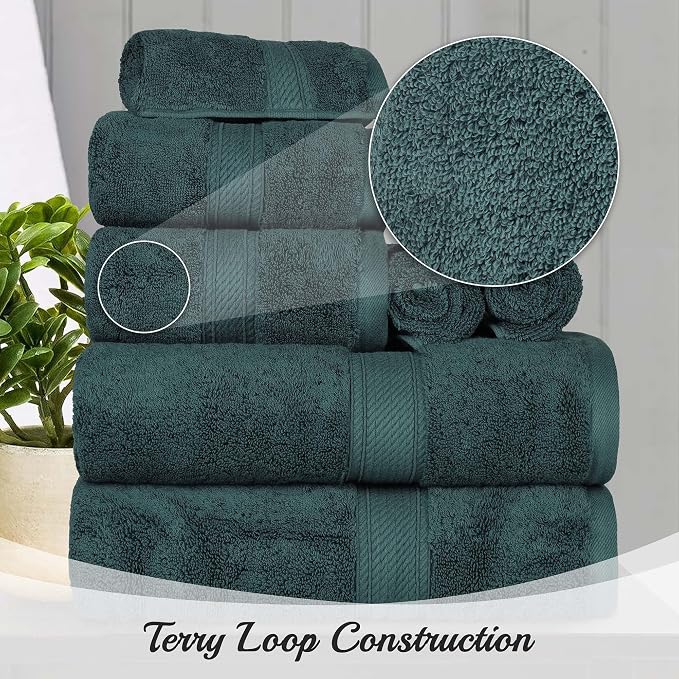 Superior Egyptian Cotton Pile Face Towel/Washcloth Set of 6, Ultra Soft Luxury - Image 3