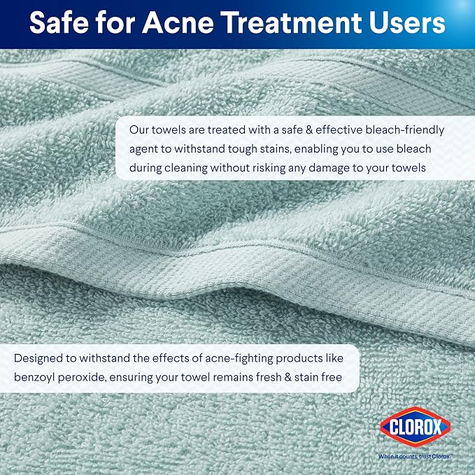 CLOROX Bleach Friendly Towels, Quick Dry, 100% Cotton Bath Towels, Highly - Image 3