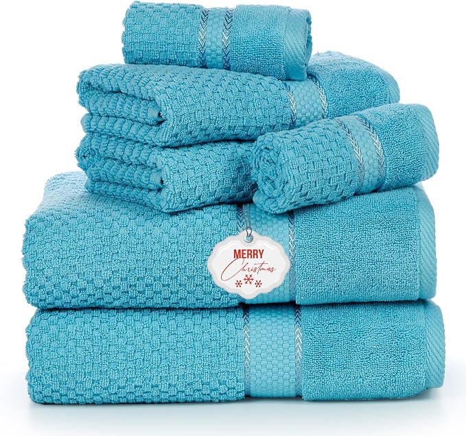 Ample Decor Towels for Bathroom, 6 Pieces Gift Set, 100% Cotton Soft Quick Dry by AmpleDecor