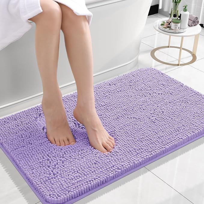 OLANLY Bathroom Rugs 24x16, Extra Soft Absorbent Chenille Bath Rugs, Rubber by OLANLY