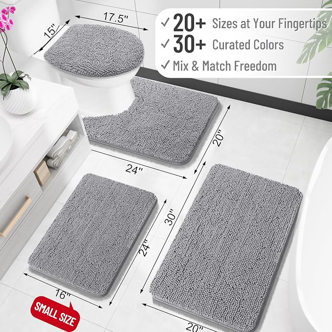 OLANLY Toilet Rugs U-Shaped 20x20, Extra Soft Absorbent Chenille Contour - Image 2